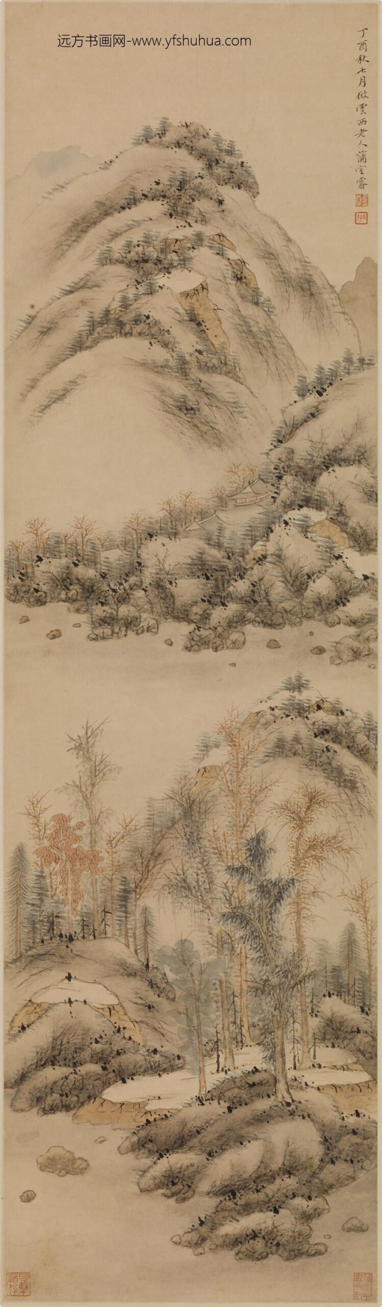 释上睿-瀞睿-上叡_仿曹知白山水图轴