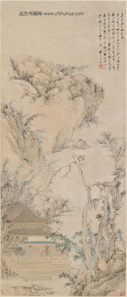 钱杜 朱本汉宫一角图轴.jpg