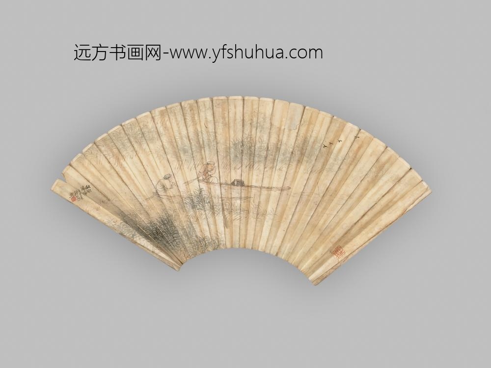 钱松喦_秋水归棹扇页