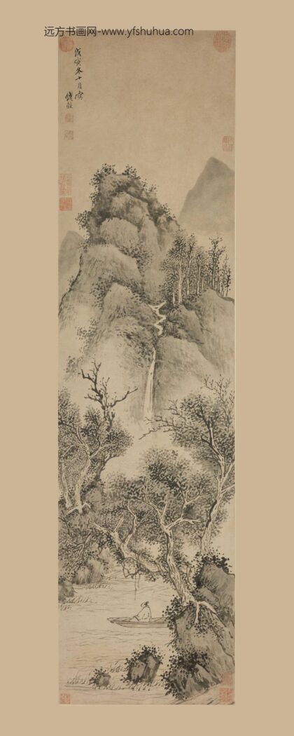 钱穀（谷） 停舟闲眺图轴.jpg