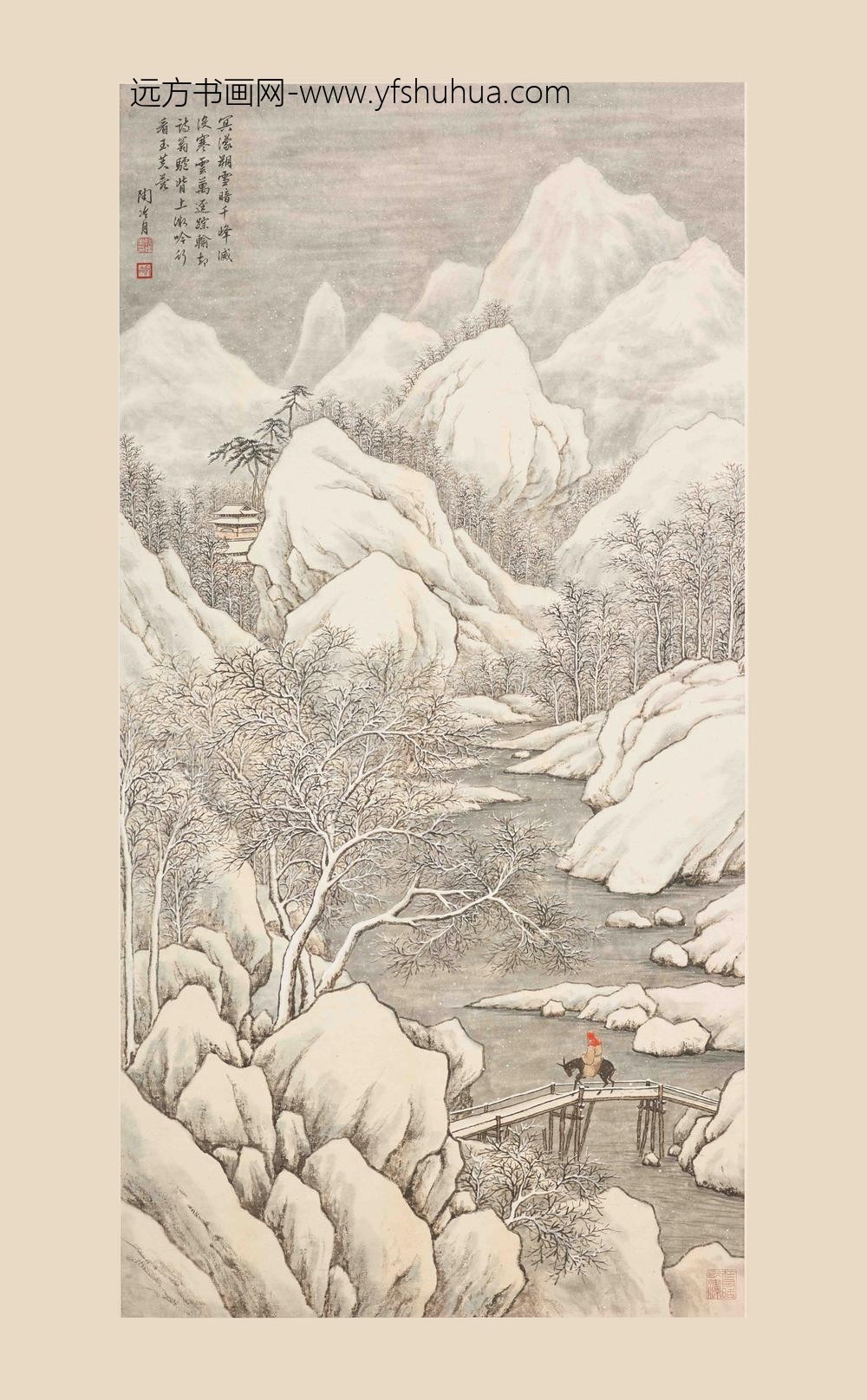 陶冷月_骑驴赏雪图轴