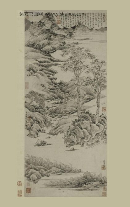 项元汴 双树图轴.jpg