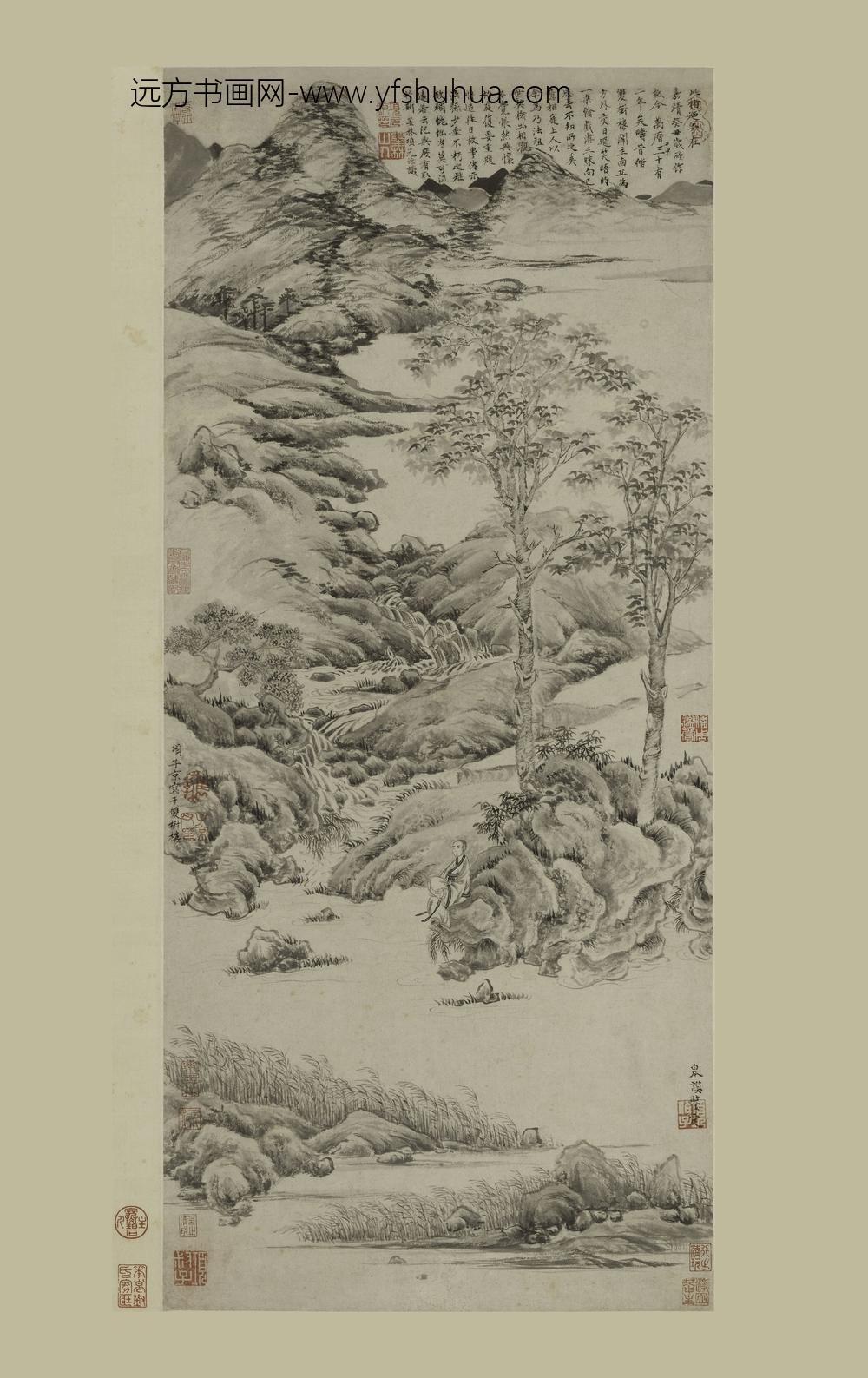 项元汴_双树图轴