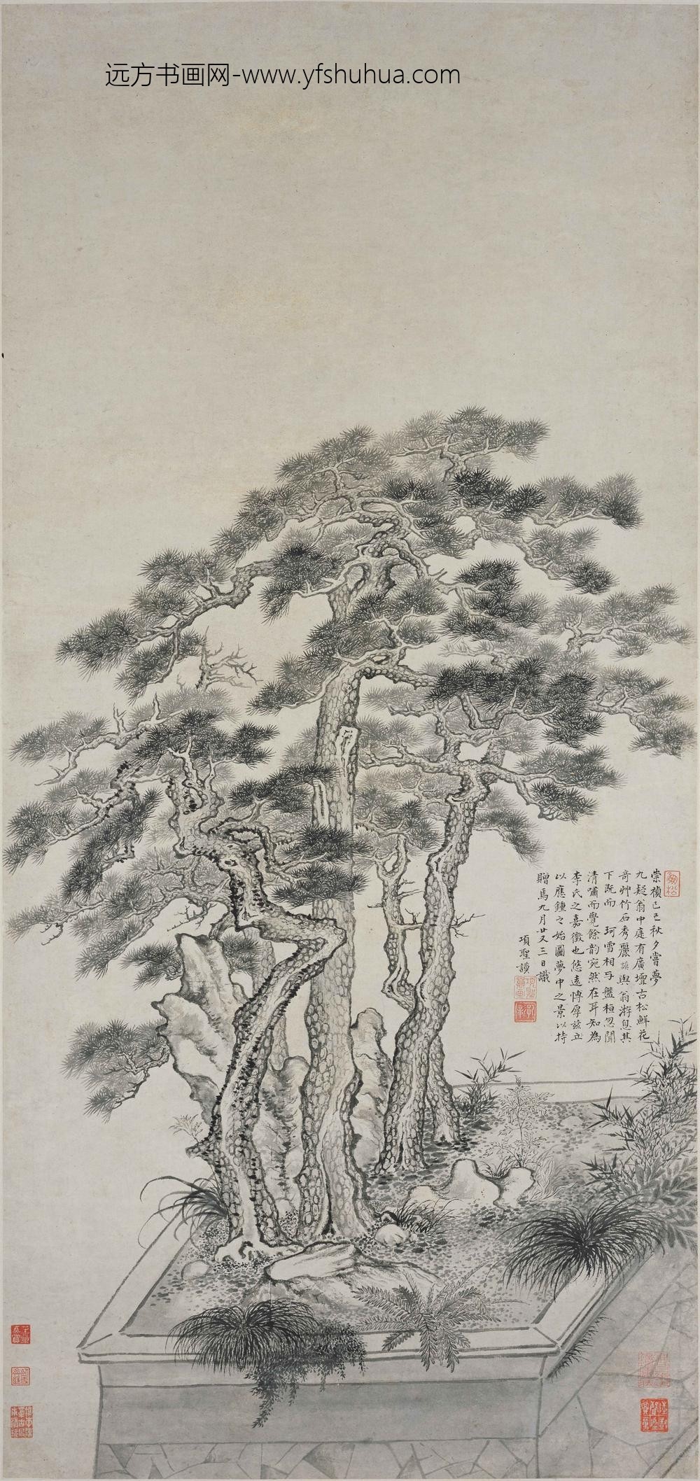 项圣谟_五松图轴