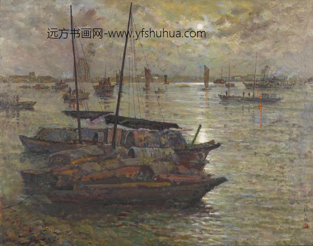 颜文樑_黄浦江夜航图