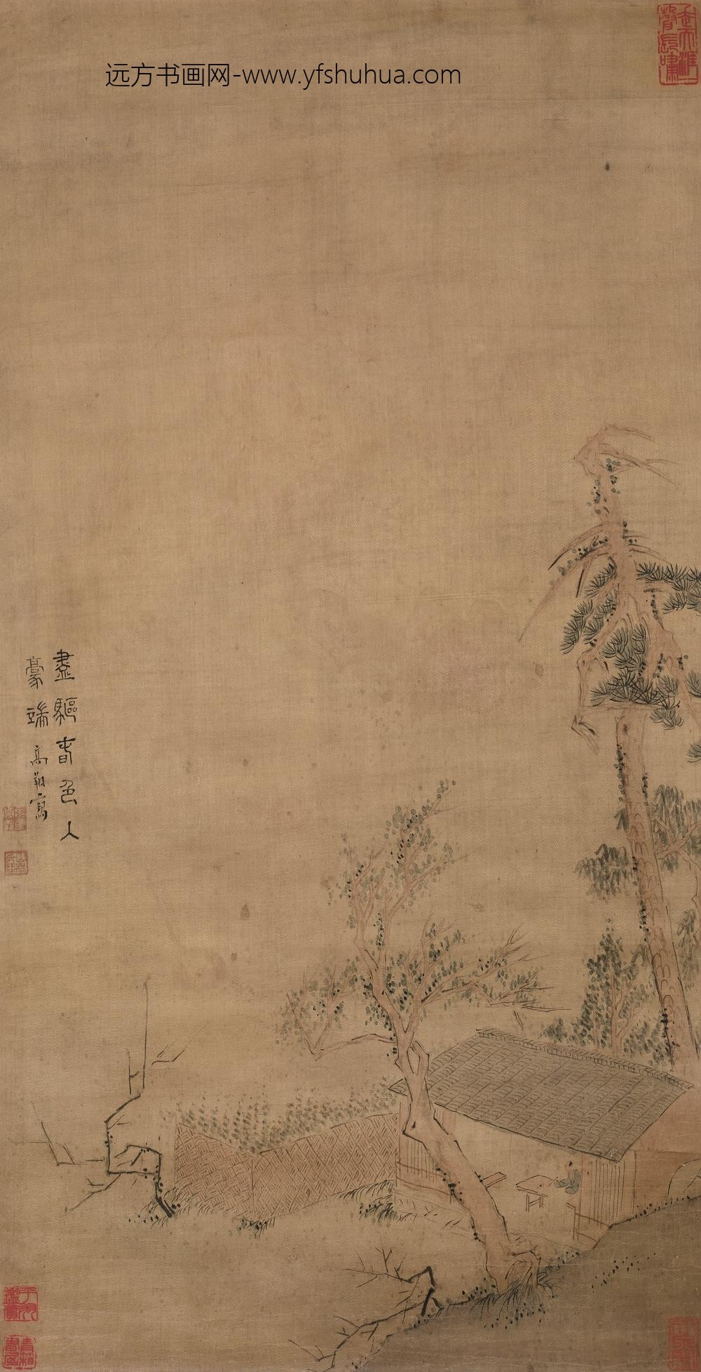 高翔-《尽驱春色入豪端图》轴-绫本设色-纵-cm-横-