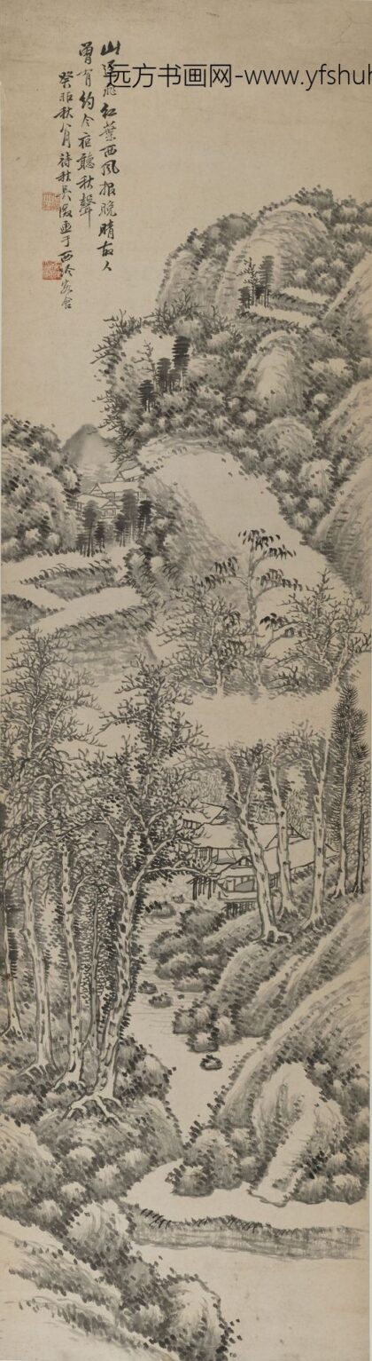 吴徵（吴待秋） 墨色山水轴.jpg