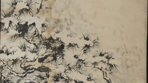 吴茀之 谢海燕水墨雪松轴.jpg