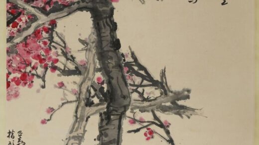 周昌谷 指墨老树新花图轴.jpg