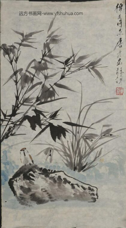 唐云 设色兰竹麻雀直幅.jpg