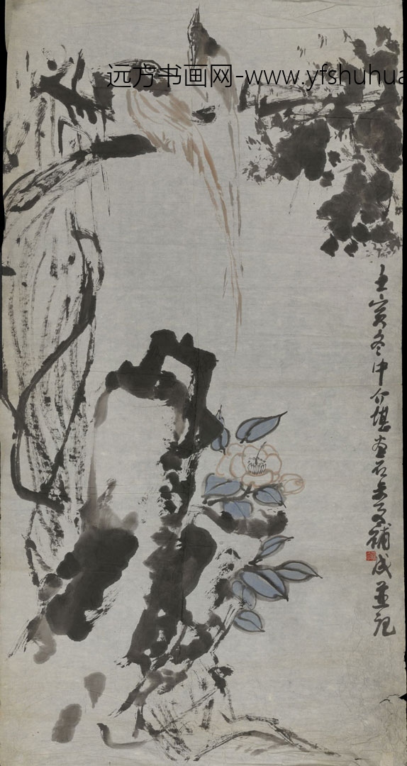 方介堪_罗叔子合作花卉条幅