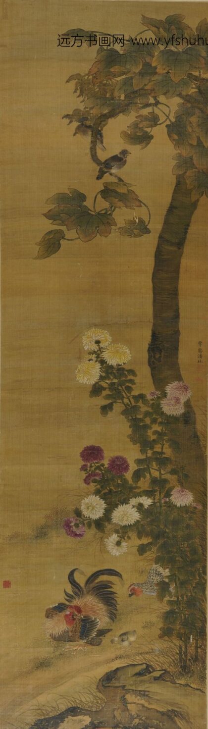 潘林 设色花鸟轴.jpg