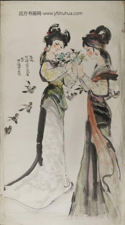 程十发 双女图轴.jpg