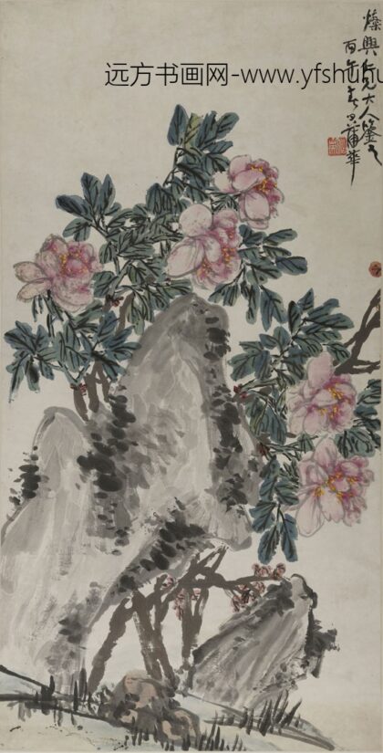 蒲华 花卉条幅.jpg