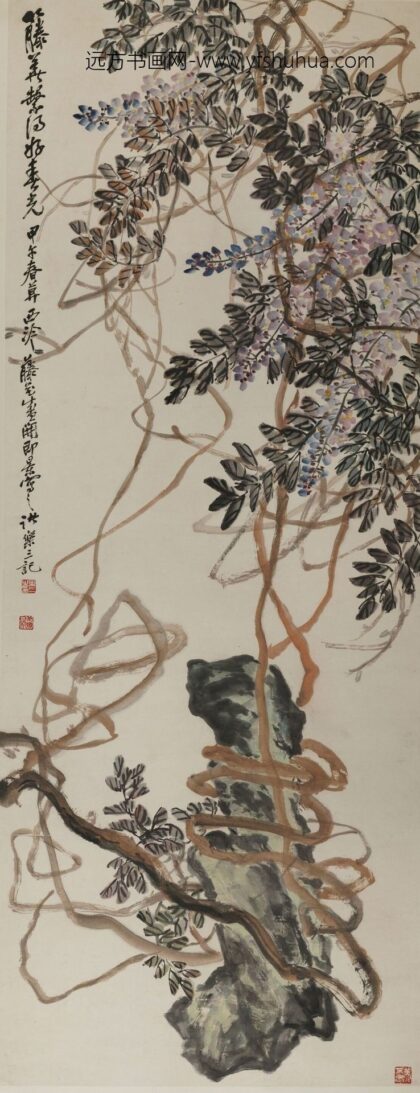 诸乐三 花卉藤花系得好春光轴.jpg