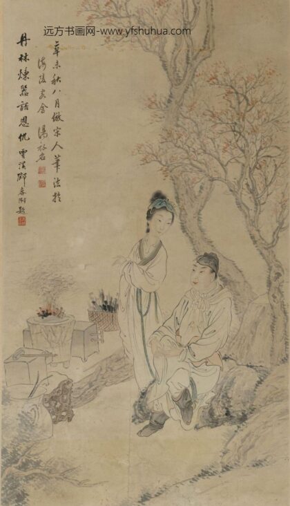 邓春澍 汤禄名合作设色人物轴.jpg