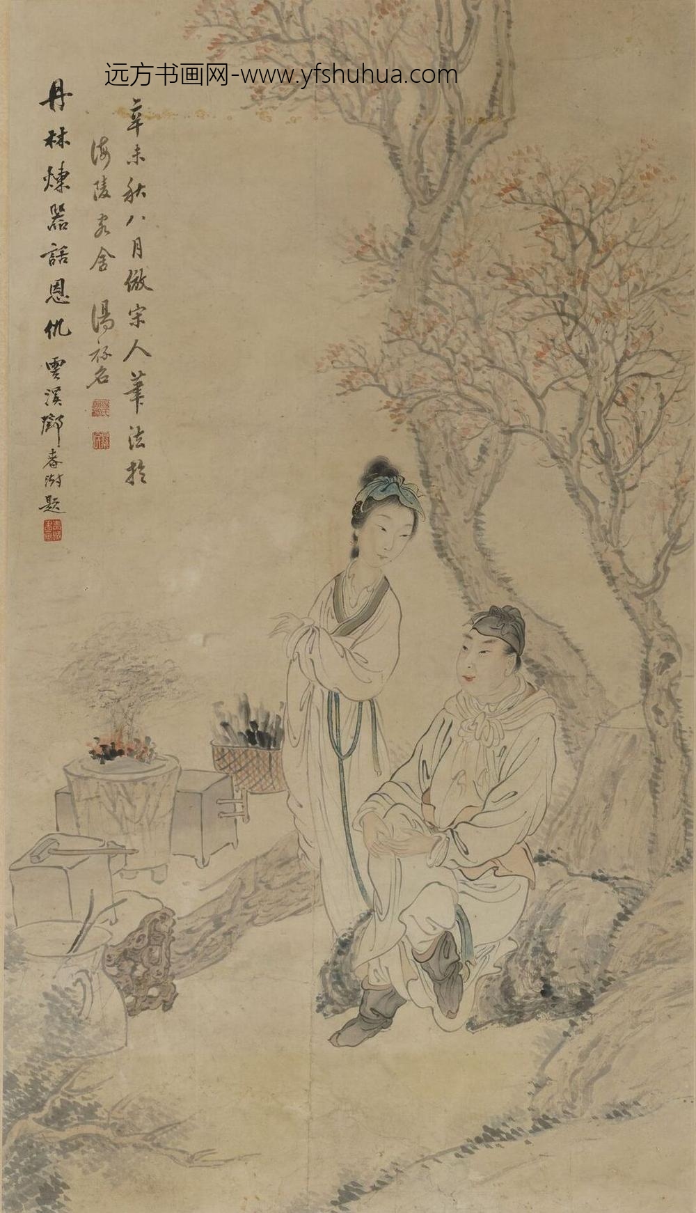 邓春澍_汤禄名合作设色人物轴