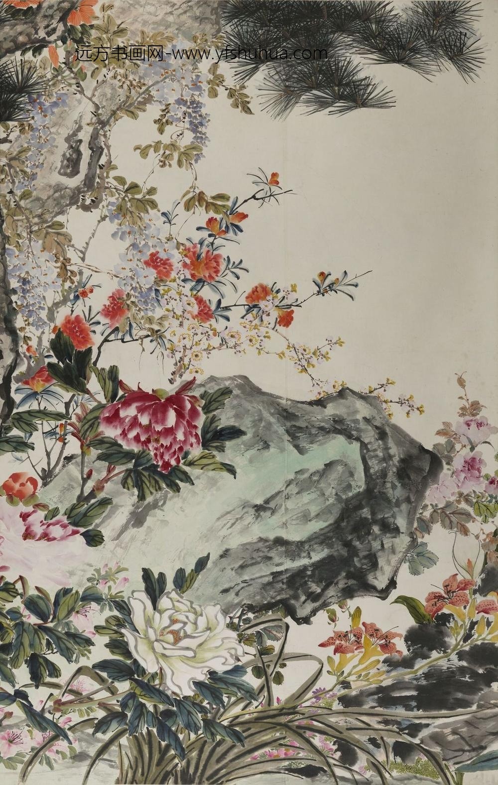 陆抑非_群芳献瑞图张宗祥题六屏_