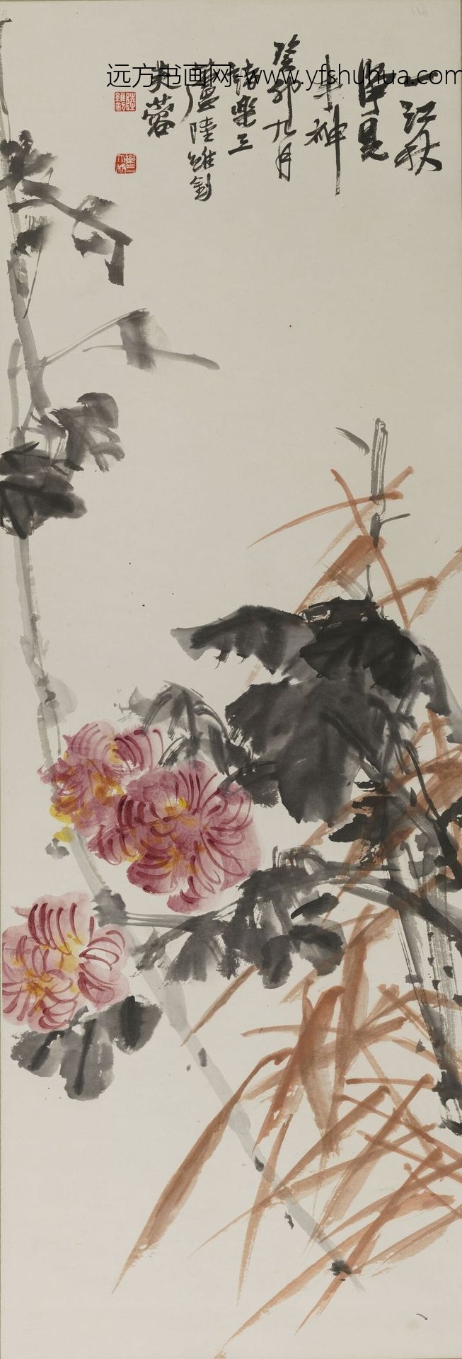 陆维钊_诸乐三合作花卉轴