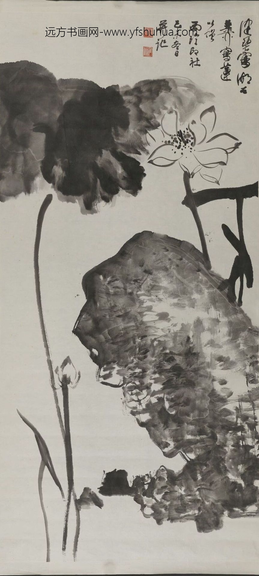 陈佩秋_谢稚柳合作荷石图轴