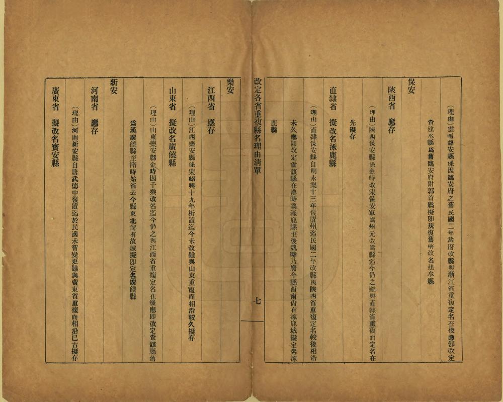 _改定各省重复县名理由清单_