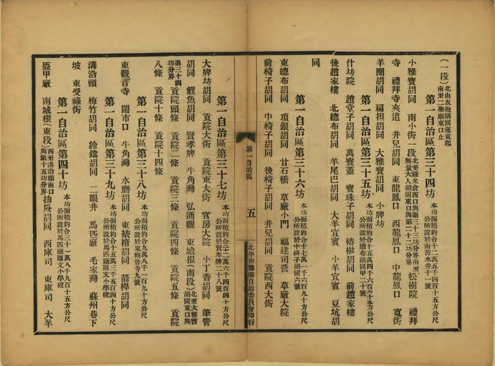 _北平市自治区坊所属街巷村里名称录_