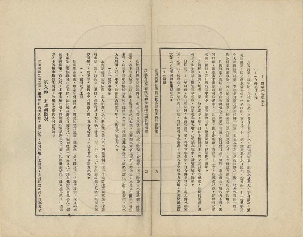 _绥远省后套灌溉区初步整理工程计划概要_