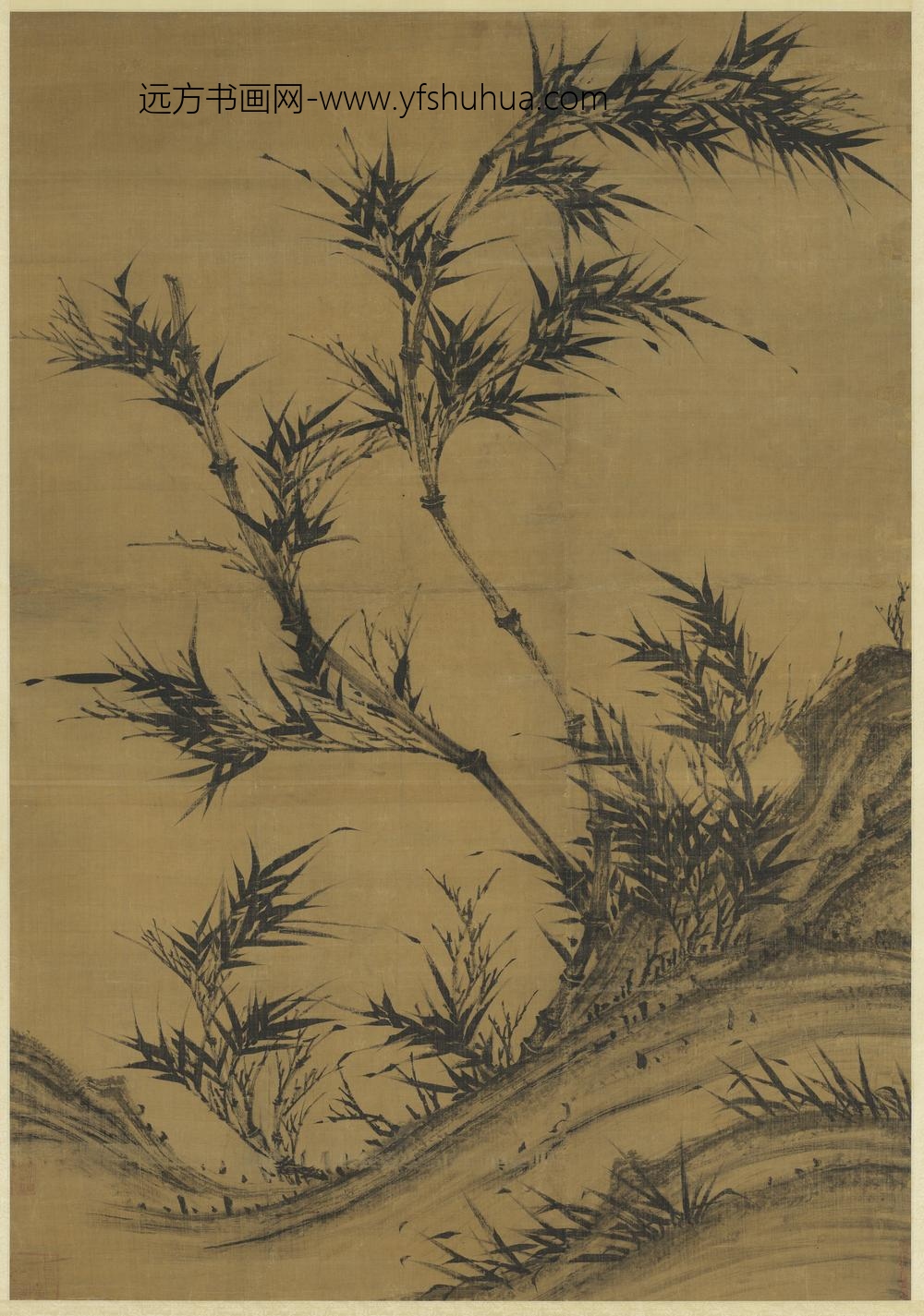 五代南唐李坡风竹轴