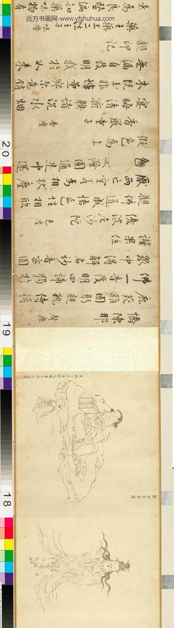 傅昆画二十五圆通像卷_