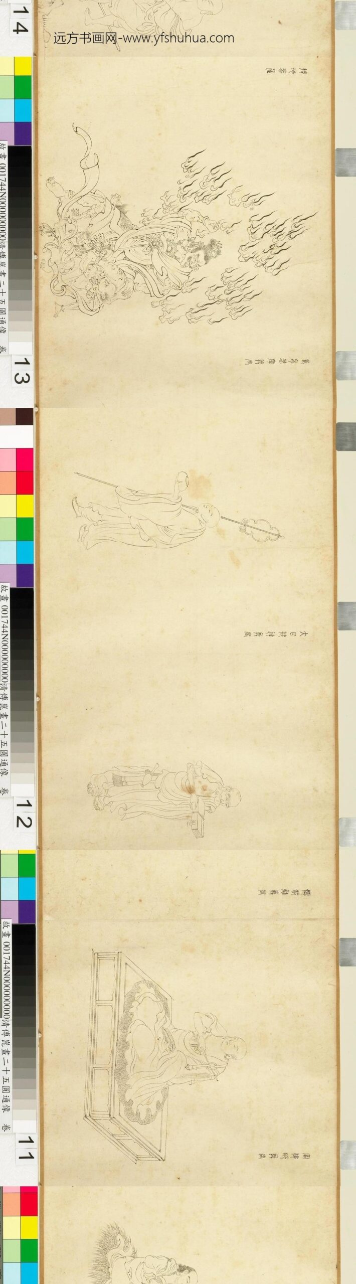 傅昆画二十五圆通像卷_