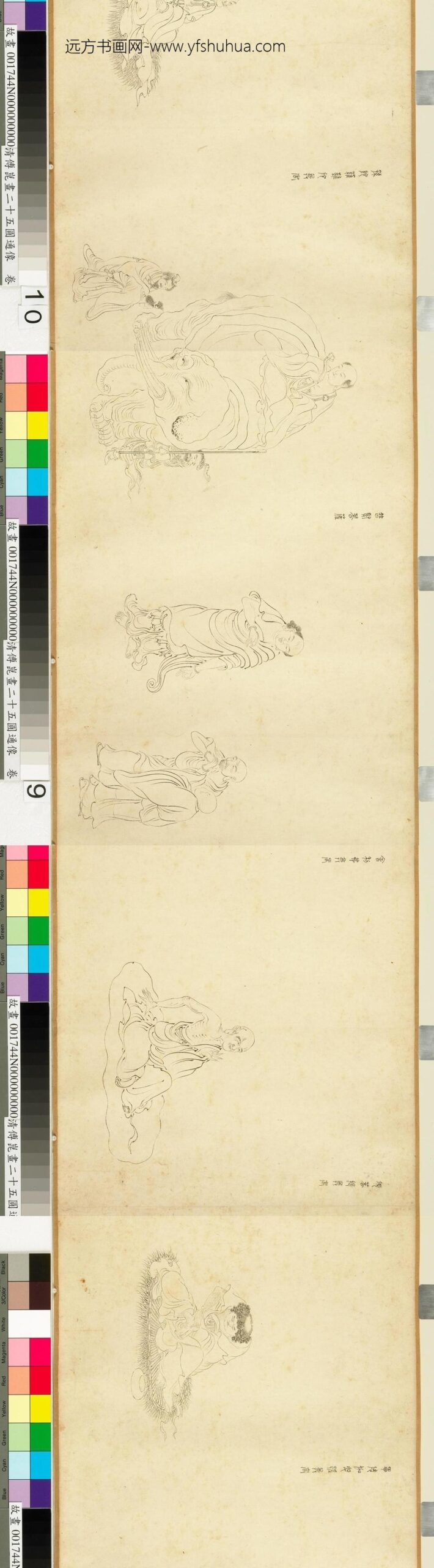 傅昆画二十五圆通像卷_