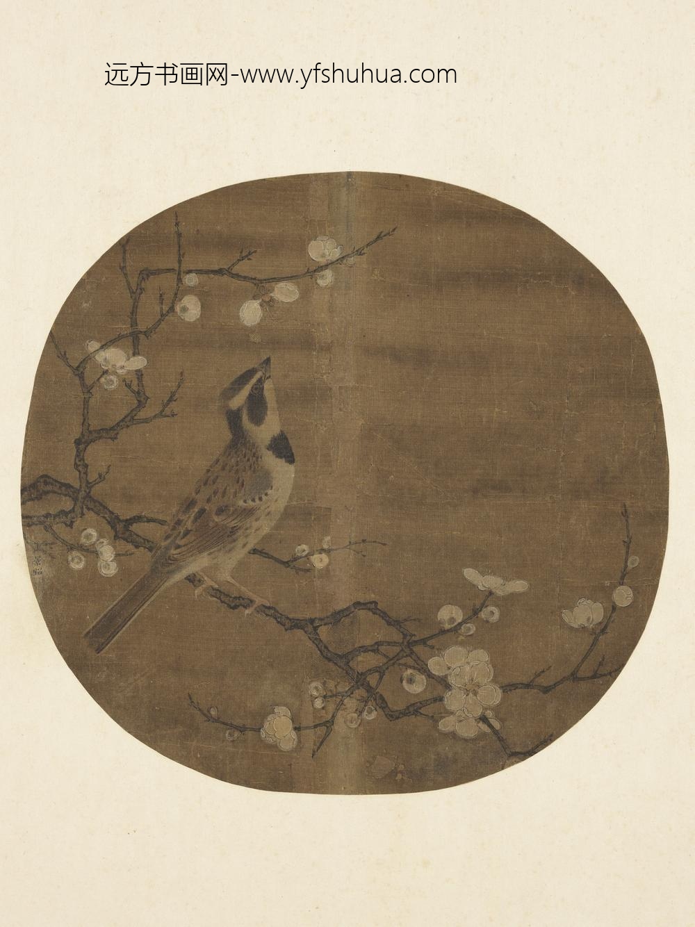 历代名绘册-明边文进梅花幽鸟-