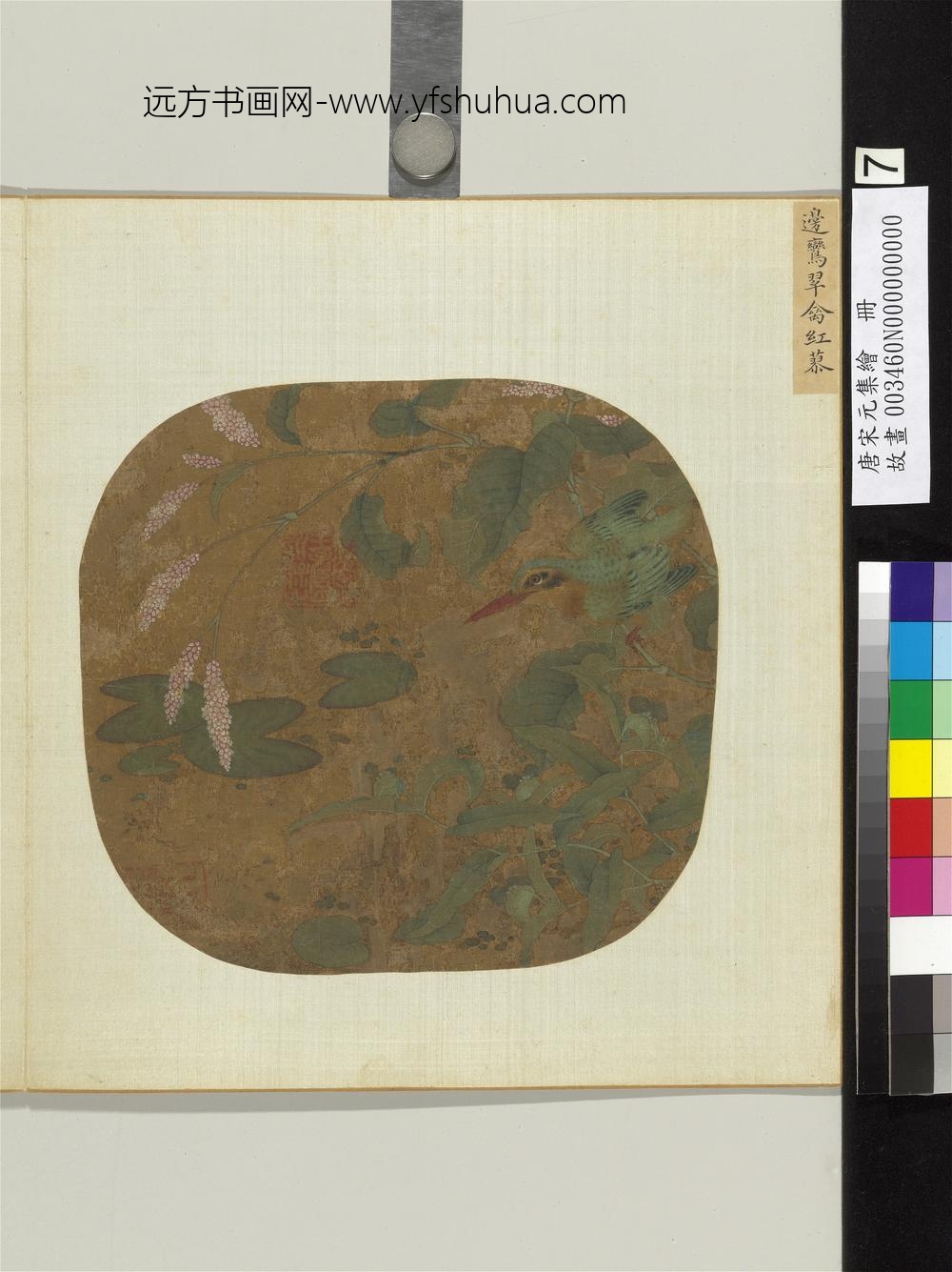 唐宋元集绘册-唐边鸾翠禽红蓼