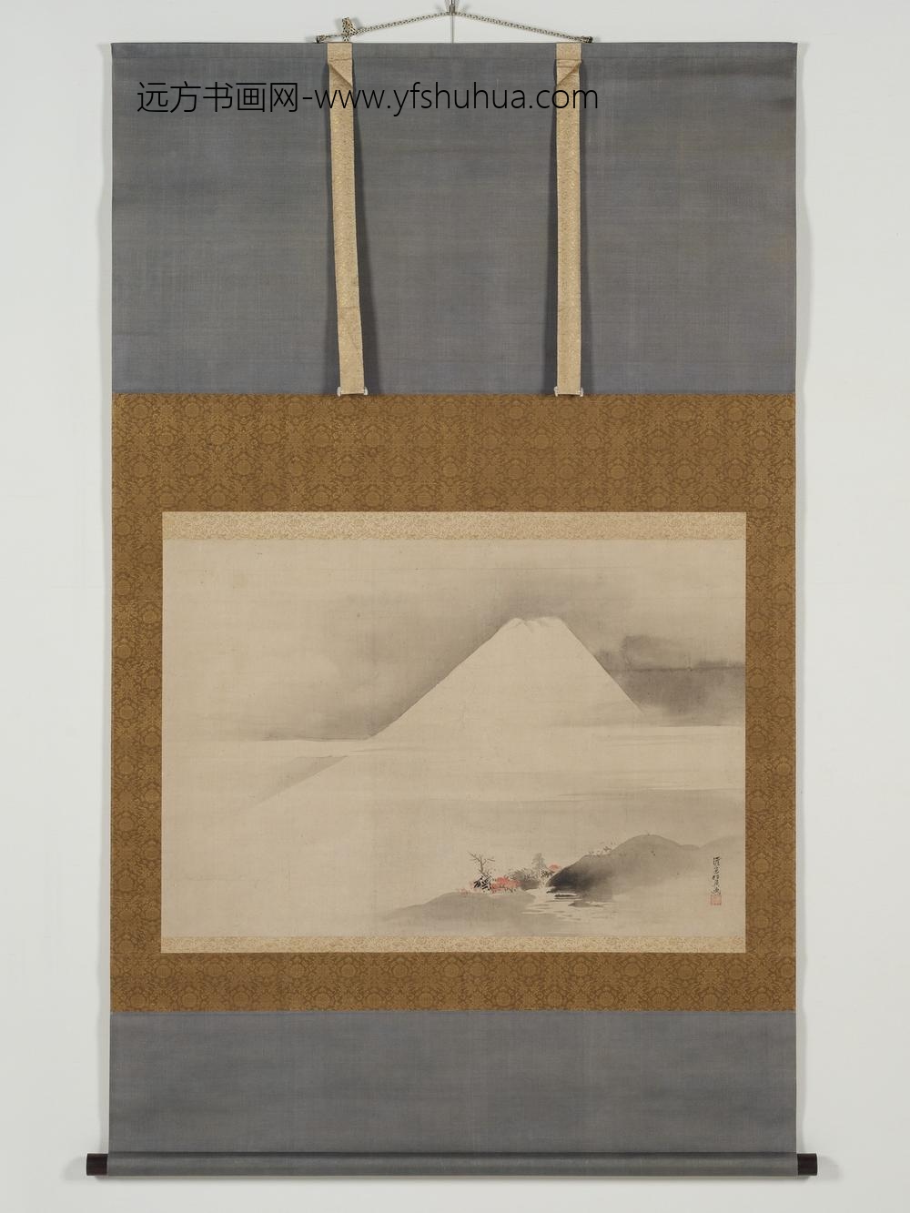 日本江户时代渡边始兴秋景富岳图轴