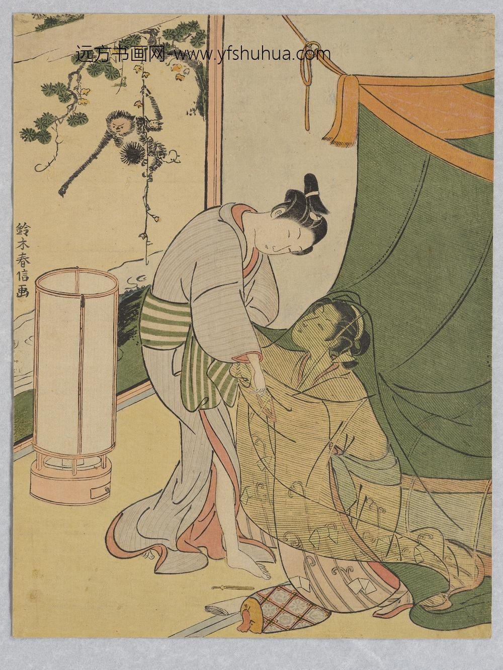 日本江户时代铃木春信早晨的别离图