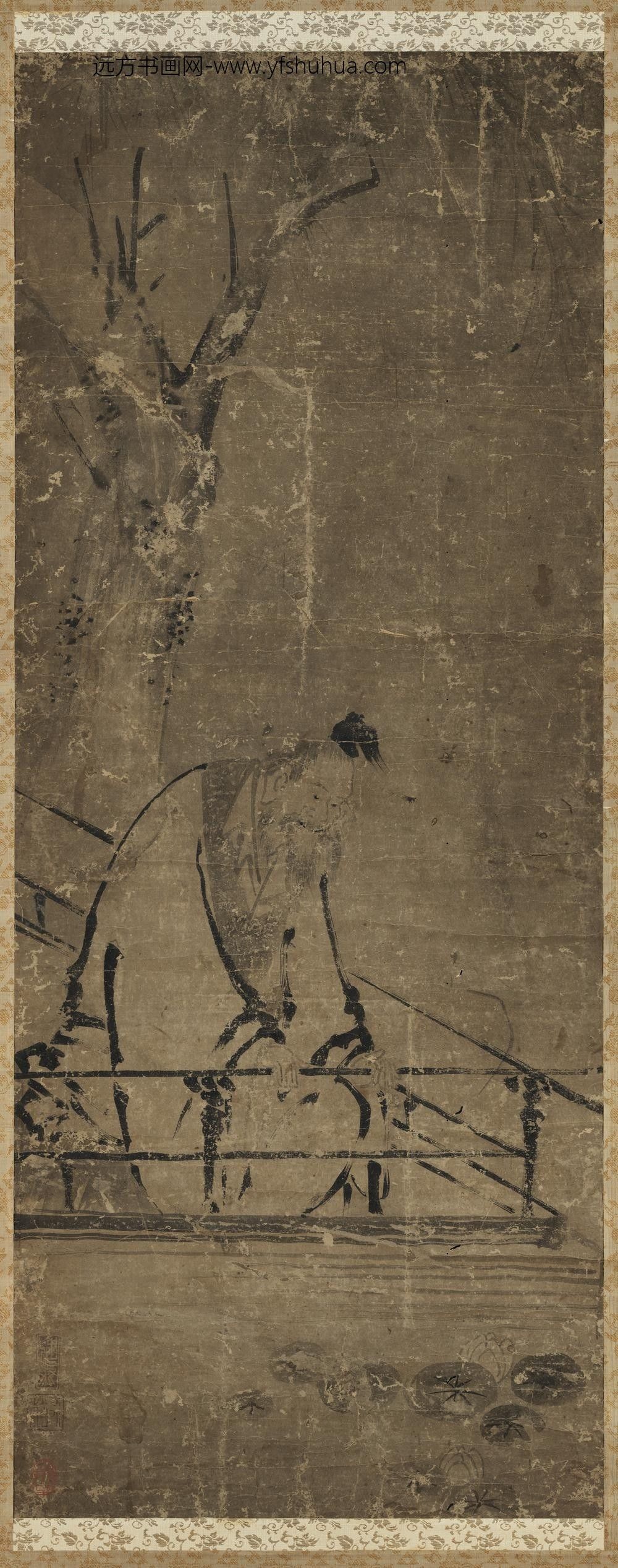 日本海北友松周茂叔爱莲图轴日本海北友松周茂叔爱莲图轴