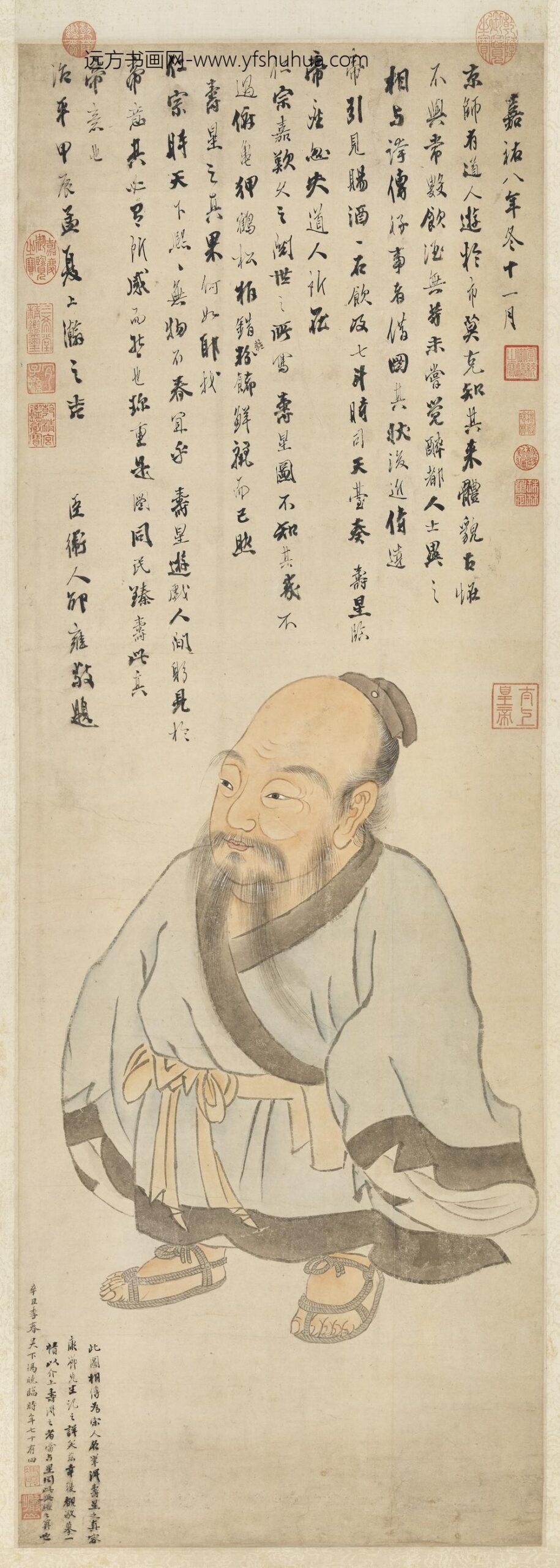 明冯晓画寿星轴