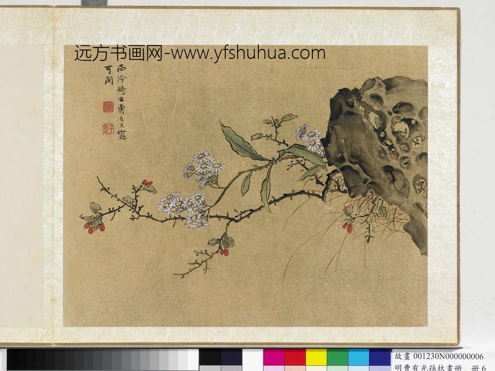 明曹有光孙杕画册册-杞实秋花