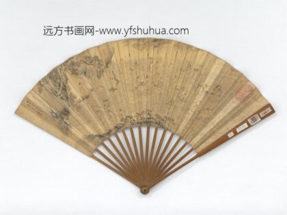 明李士光画渡海罗汉薛明益书七言律诗成扇 1.jpg