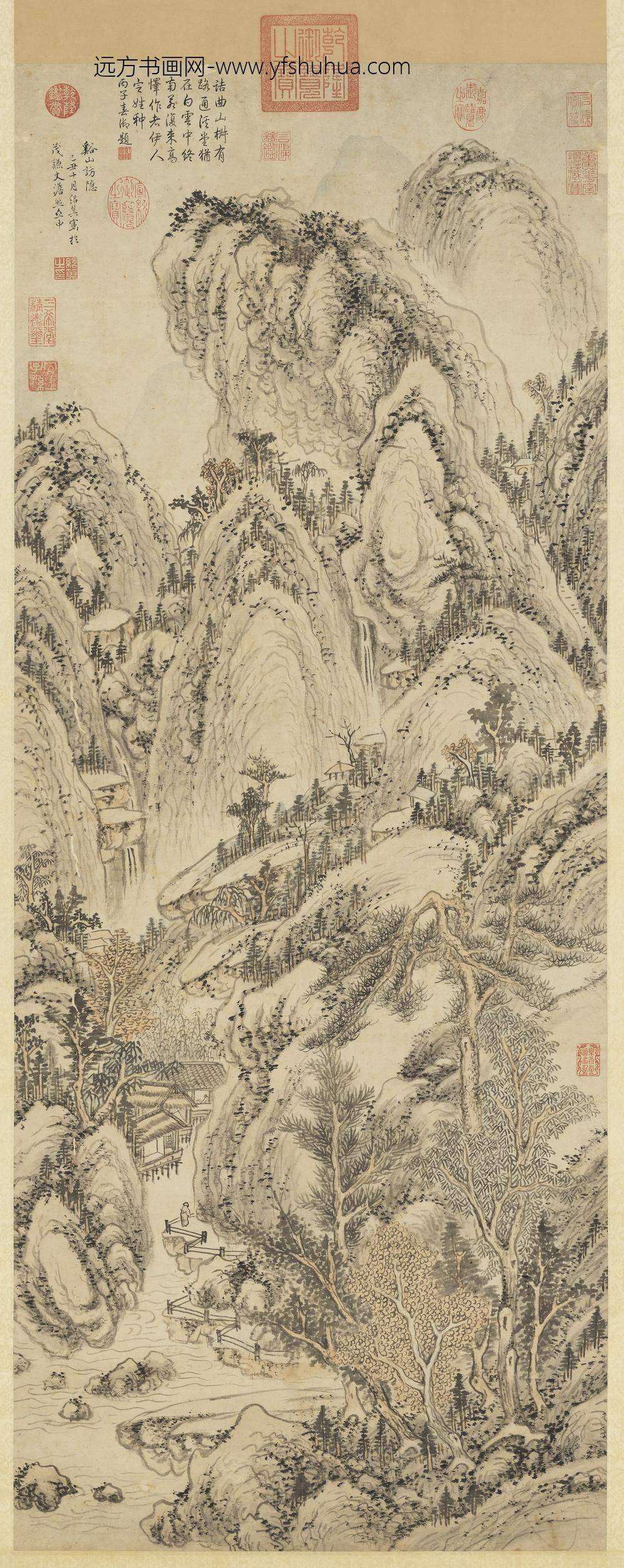 明李绍箕溪山访隐图轴