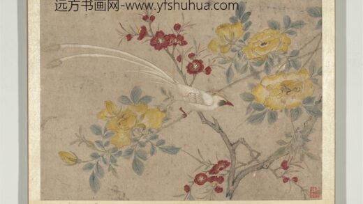 明林达花卉翎毛册 桃花寿带 2.jpg