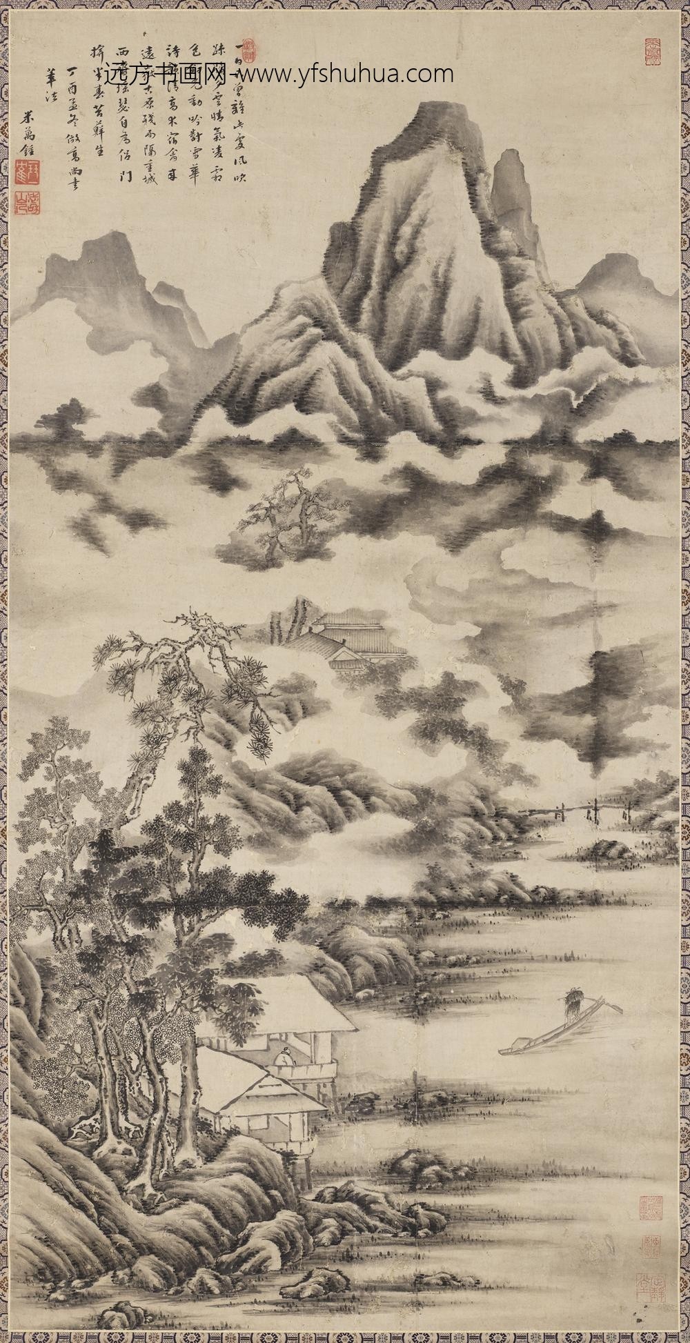 明米万钟山水轴明米万钟山水轴