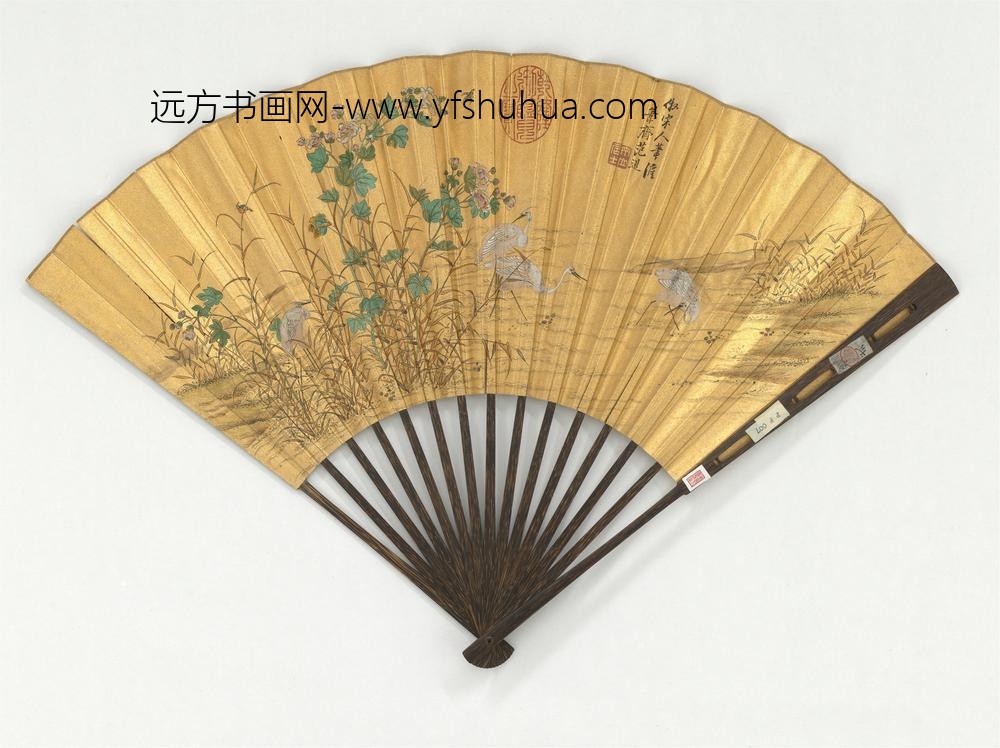 明范暹画鹭鹚成扇-