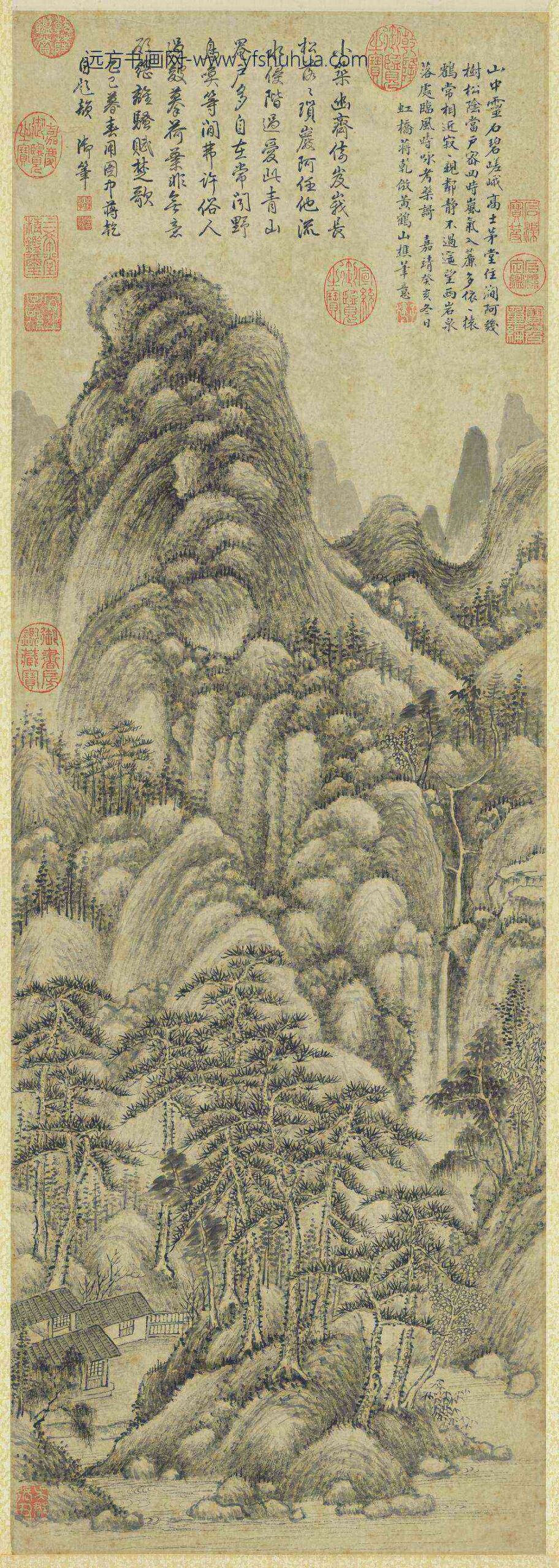 明蒋干仿王蒙山水轴