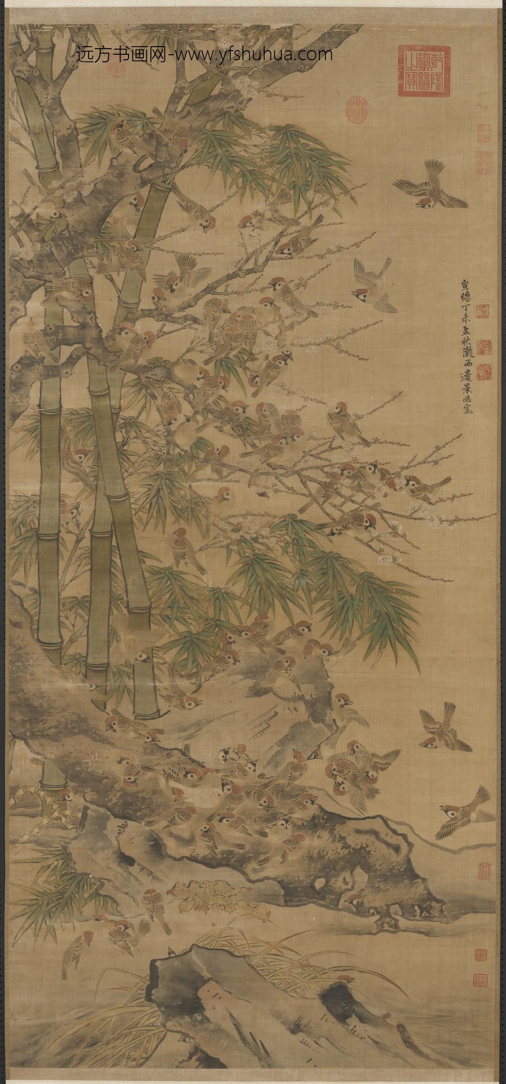 明边文进花鸟轴