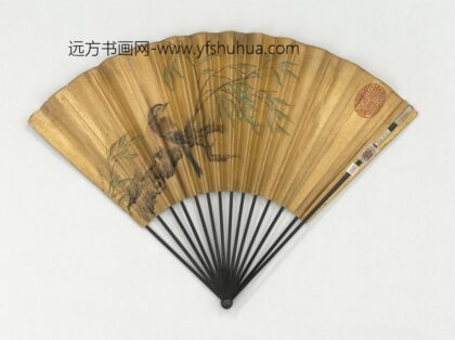 明边景昭画柳枝山鸟成扇 1.jpg