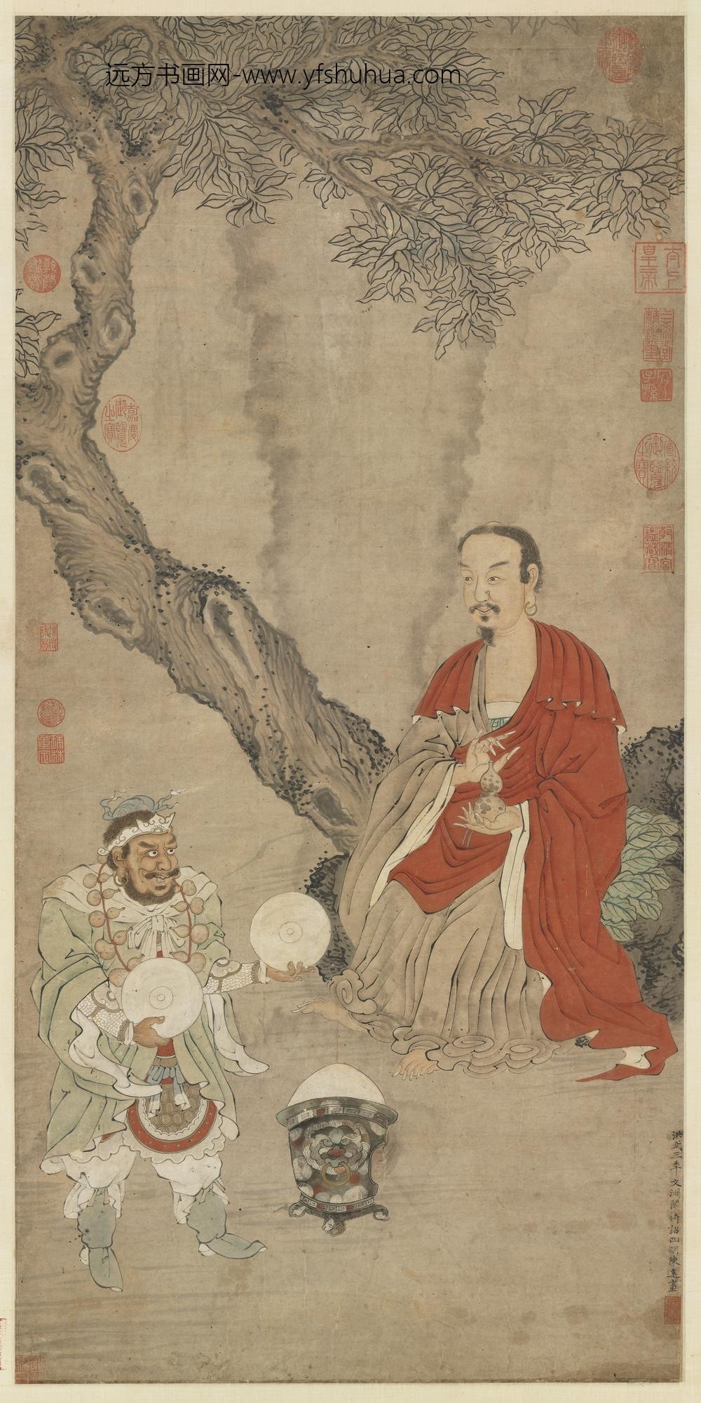 明陈远画罗汉轴