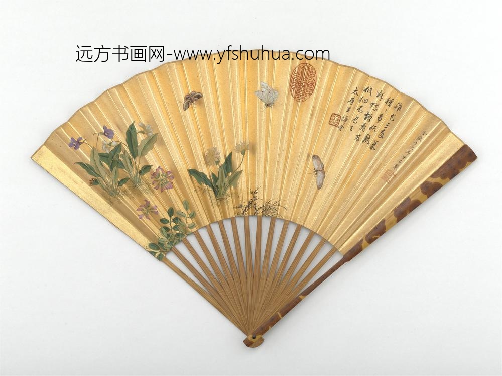 明马守贞花蝶图成扇-