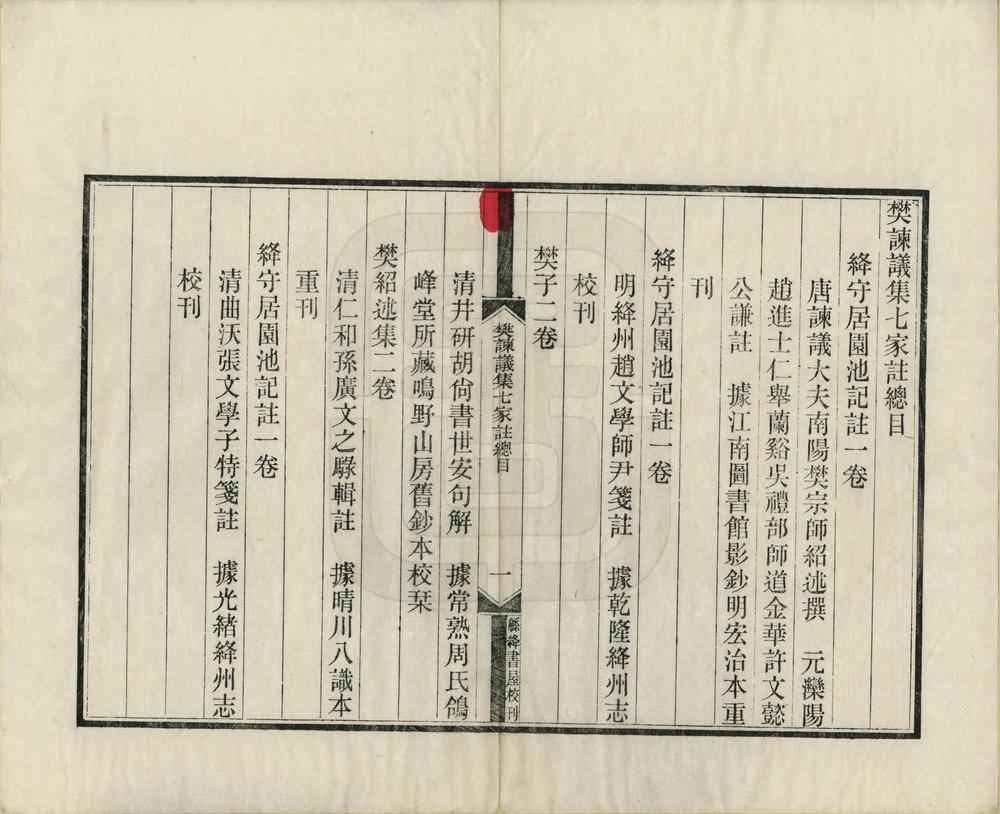 樊谏议集七家注_