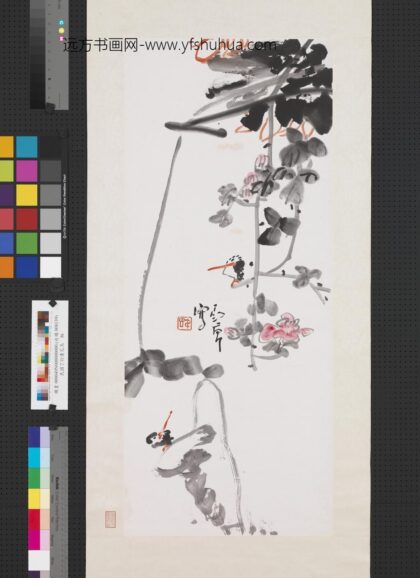 民国丁衍庸花鸟轴 1.jpg